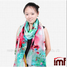 Spring ,Summer Green Red Flower Print Digital Sheep Wool Pashmina Scarf for Women,Shawl